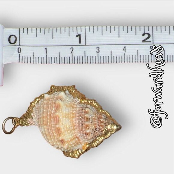 Mini Conch Seashell Pendant with Gold Dip Trim - Picture 5 of 7